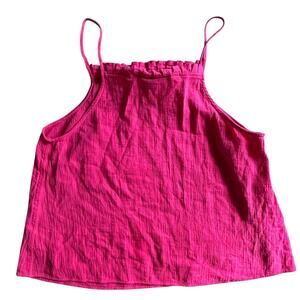 Womens Boho Red Flowy Hippie Tank Top Cropped Size L